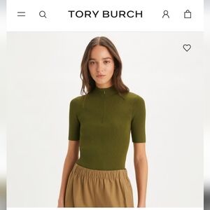 NWT Tory Burch Half-Zip Crewneck Sweater Size Large